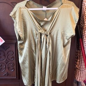 Baserange Olive Silk Shirt with tie NWT